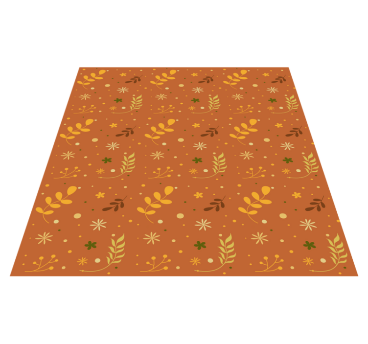 Floral vinyl rug in orange leaf tones design - TenStickers