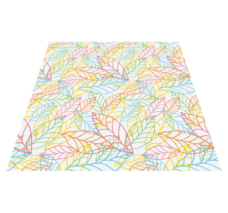 Floral vinyl rug with vibrant neon leaf design - TenStickers