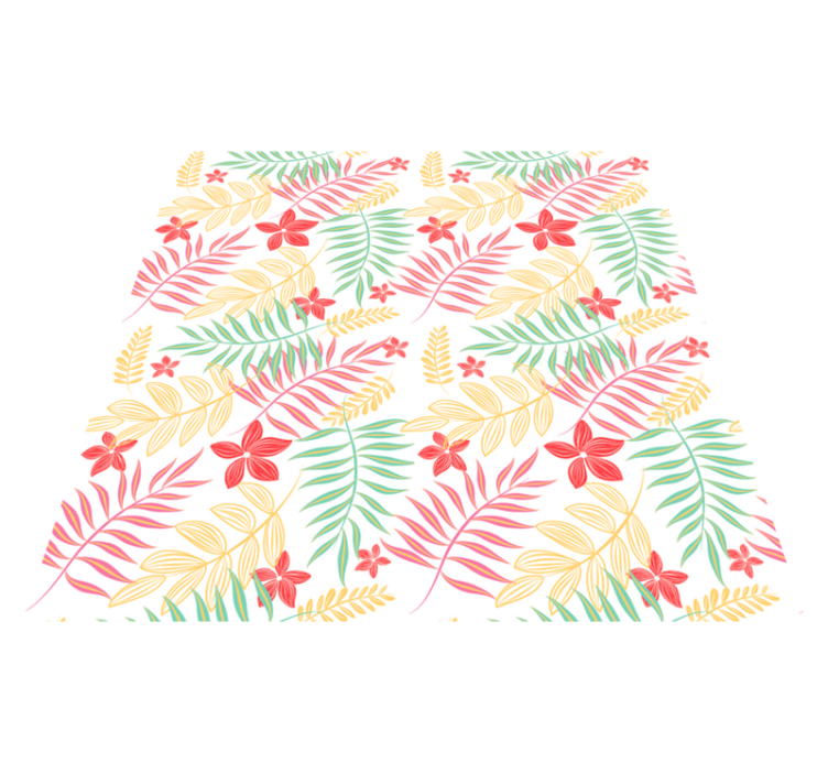 Floral vinyl rug with neon leaves design - TenStickers