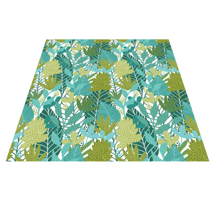 Floral vinyl rug with tropical boho leaves design - TenStickers