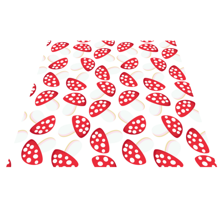 Floral vinyl rug with classic mushrooms on white - TenStickers