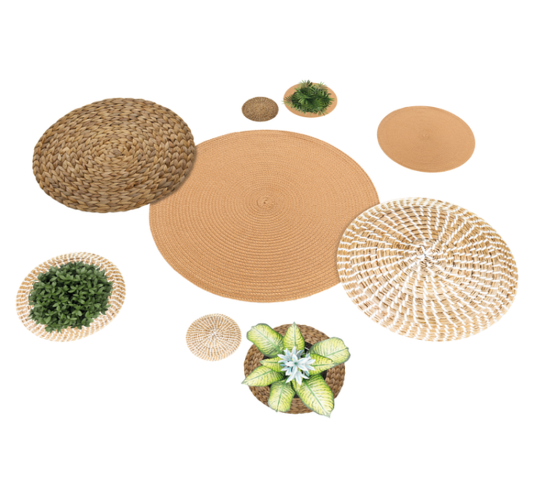 Floral vinyl rug garden and wicker - TenStickers