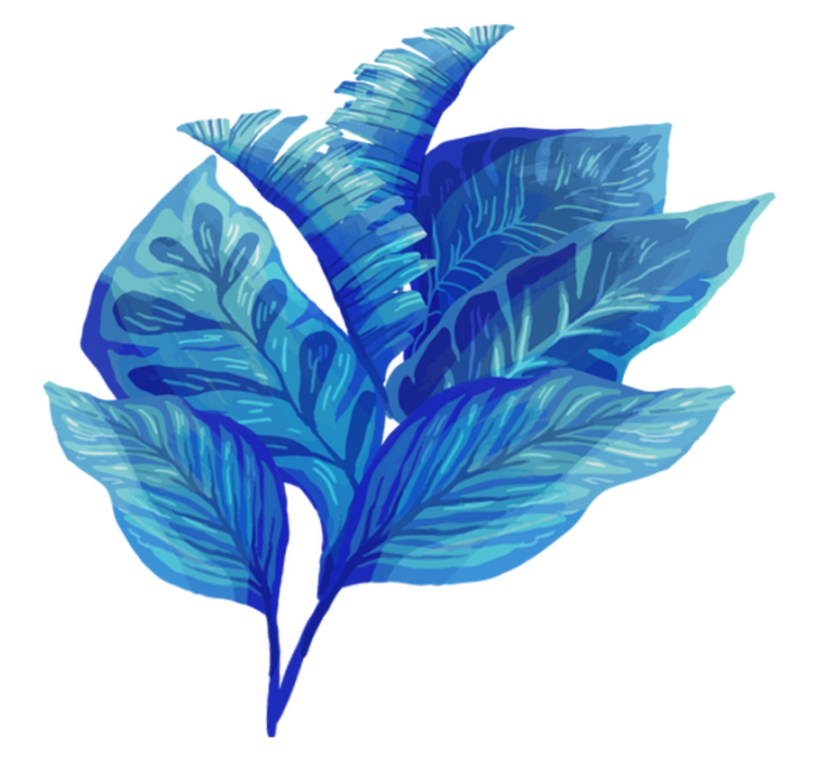 Floral vinyl rug blue leaf design - TenStickers