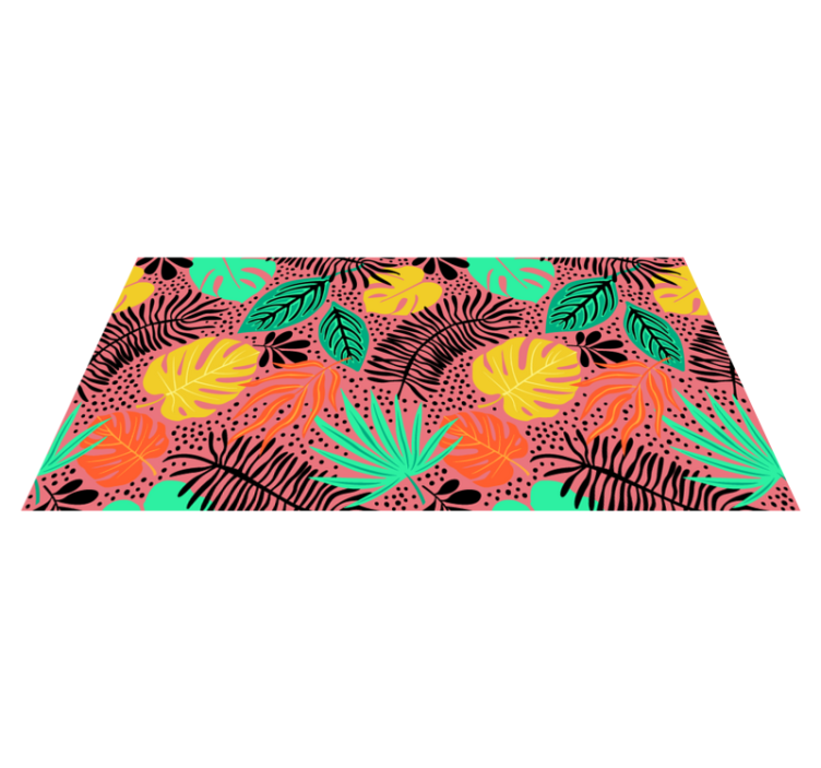 Floral vinyl rug with vibrant leaf designs - TenStickers