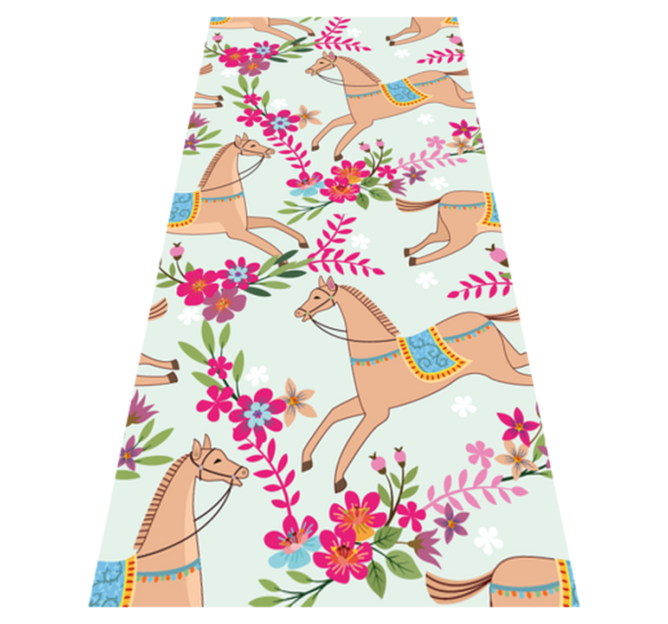 Bedroom vinyl rug with pink flower horse pattern - TenStickers