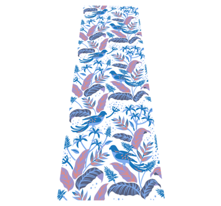 Bedroom vinyl rug with blue and pink birds on leaves - TenStickers