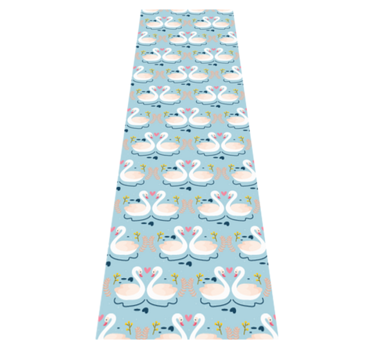 Bedroom vinyl rug with swans in love on blue - TenStickers