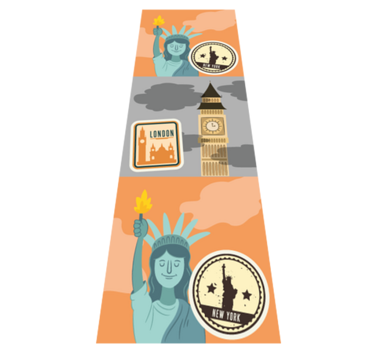 Bedroom vinyl rug featuring nyc and london collage - TenStickers