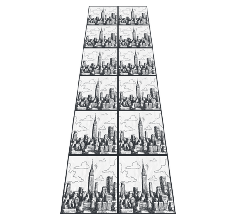 Bedroom vinyl rug nyc sketch collage - TenStickers