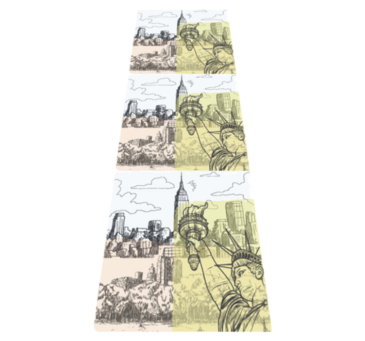 Vintage oldschool nyc collage bedroom vinyl rug - TenStickers