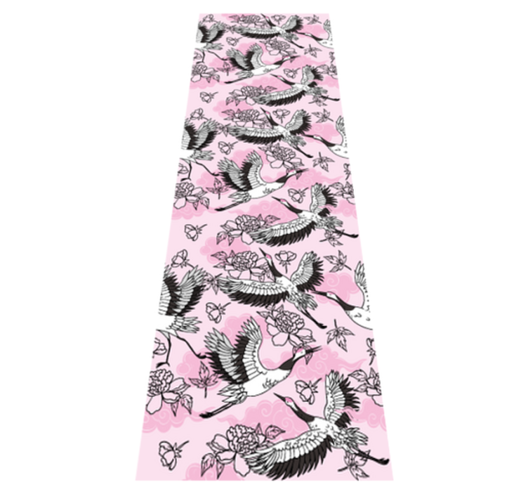 Bedroom vinyl rug with modern pink wild birds pattern - TenStickers