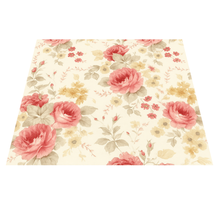 Bedroom vinyl rug romantic floral pattern - TenStickers