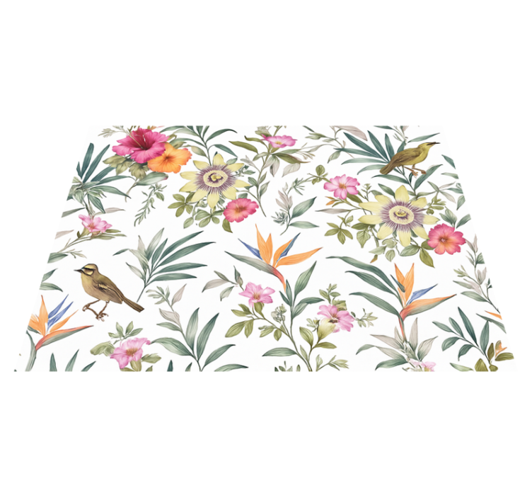 Bedroom vinyl rug with blue floral design - TenStickers