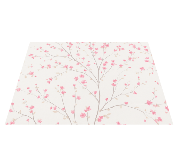 Bedroom vinyl rug tree with small pink flowers - TenStickers