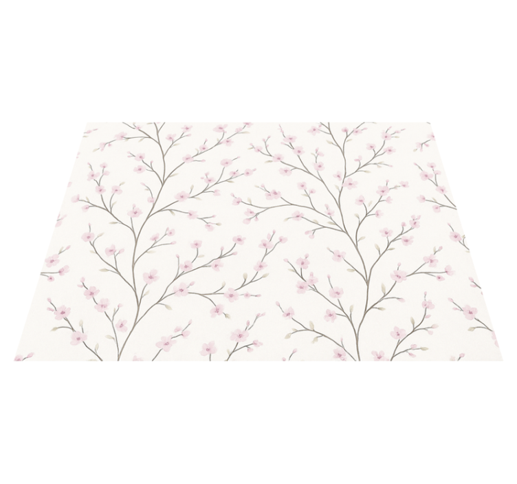 Bedroom vinyl rug grey tree with pink flowers - TenStickers
