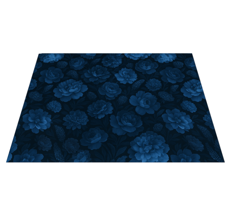 Bedroom vinyl rug in dark blue floral design - TenStickers