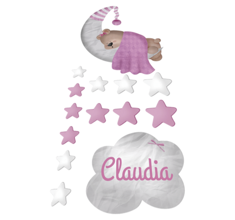 Kids vinyl rug cloud sleeping bear personalized - TenStickers