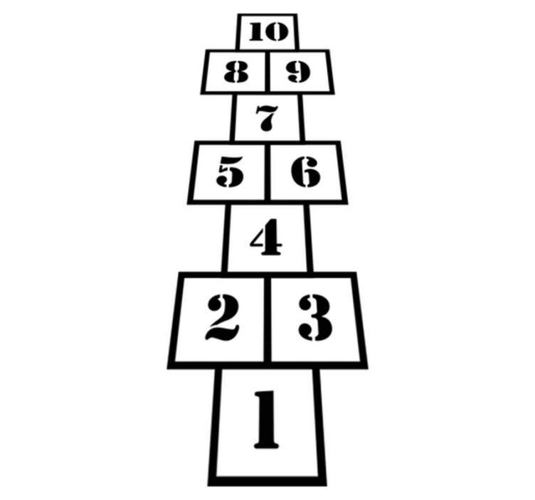 Kids vinyl rug black and white hopscotch - TenStickers