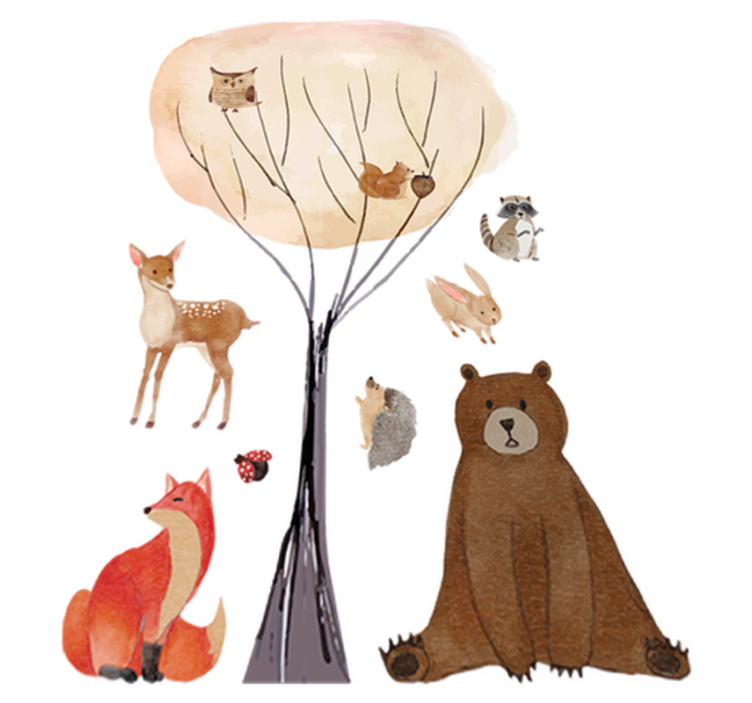 Kids vinyl rug featuring forest animals and trees - TenStickers