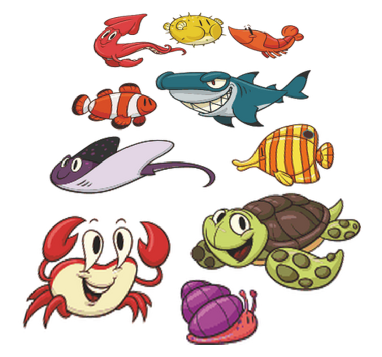 Kids vinyl rug colorful fish set - TenStickers