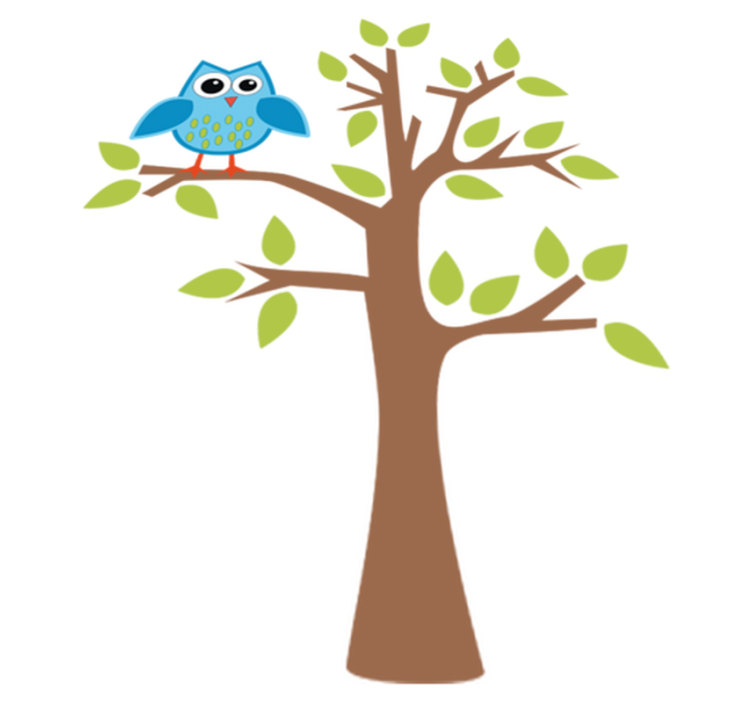 Kids vinyl rug tree with blue owl design - TenStickers