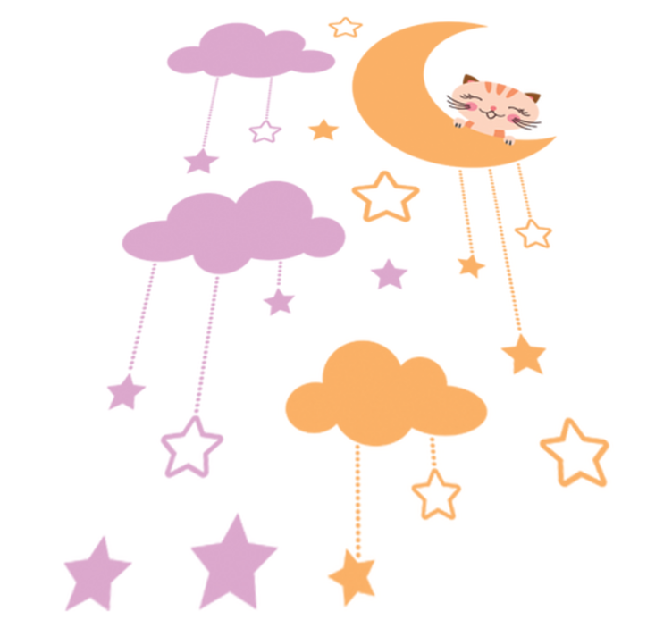 Kids vinyl rug moon cat sticker - TenStickers