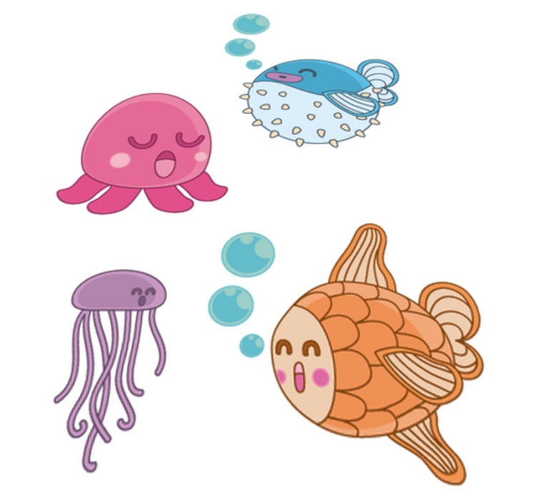 Kids vinyl rug fish illustration sticker - TenStickers