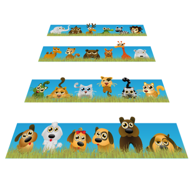 Kids vinyl rug striped with animals - TenStickers