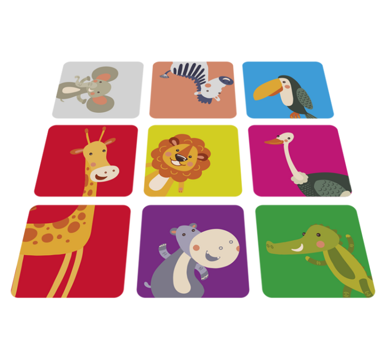 Kids vinyl rug colorful animal tiles - TenStickers