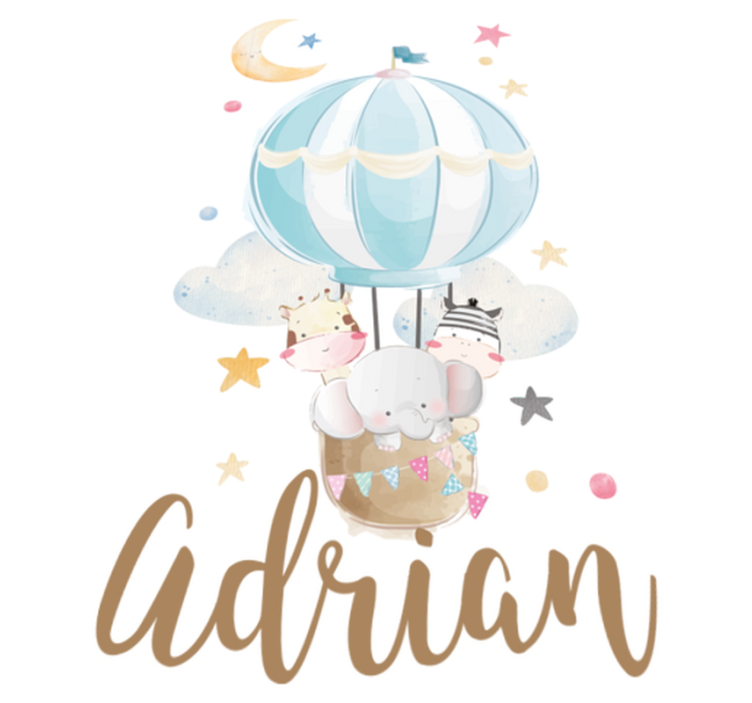 Kids vinyl rug featuring three animals on balloons - TenStickers