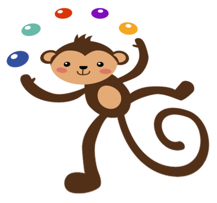 Kids vinyl rug juggling monkey design - TenStickers