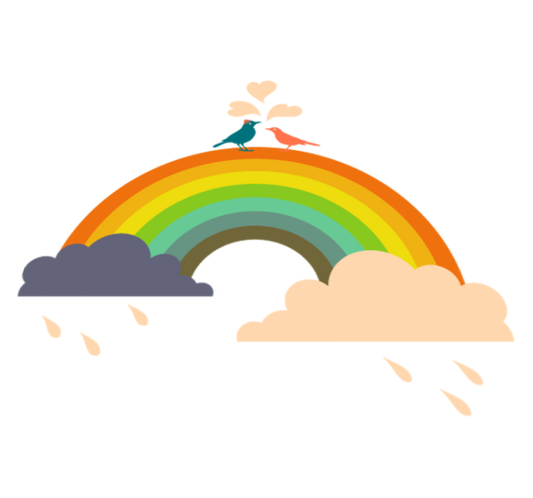 Kids vinyl rug birds on a rainbow - TenStickers