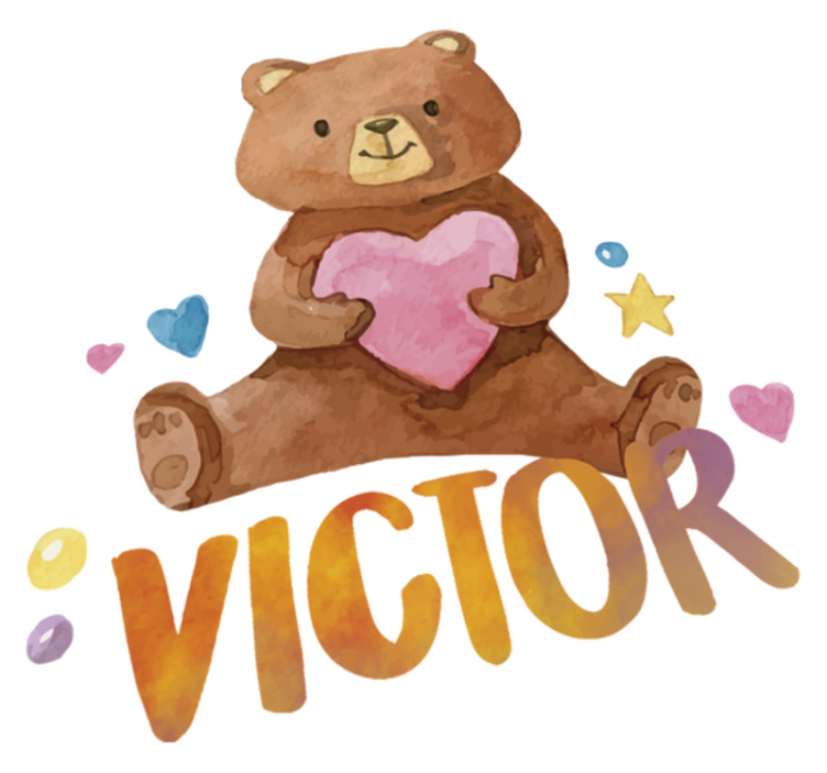 Kids vinyl rug teddy bear with heart - TenStickers