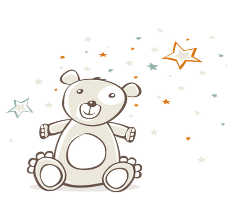 Kids vinyl rug teddy bear with stars design - TenStickers