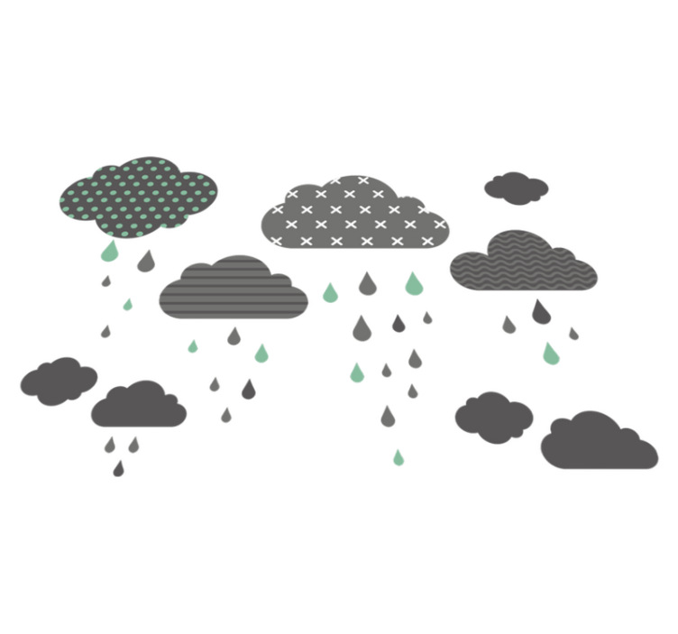 Kids vinyl rug grey rainy clouds - TenStickers