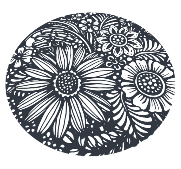 Bedroom vinyl rug with round floral design - TenStickers