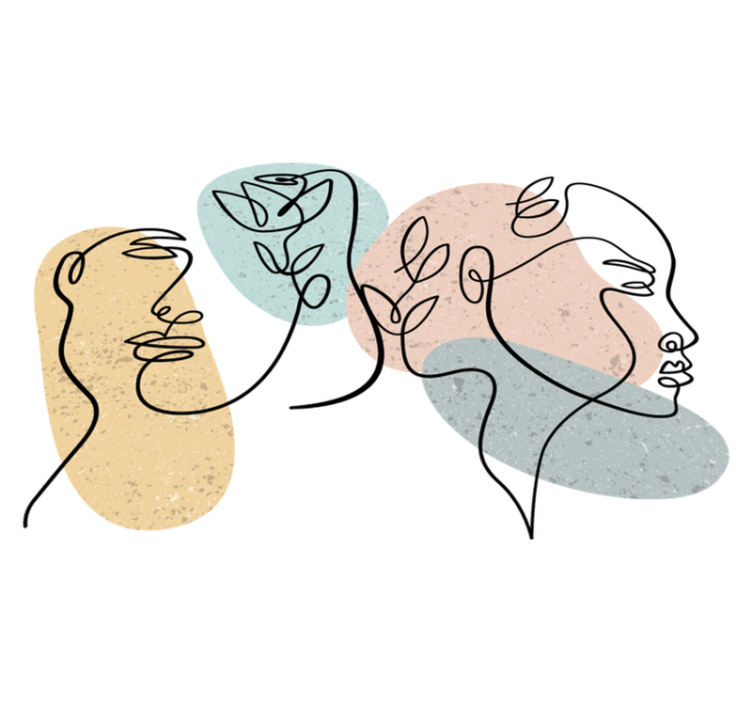 Bedroom vinyl rug with line art women's faces - TenStickers