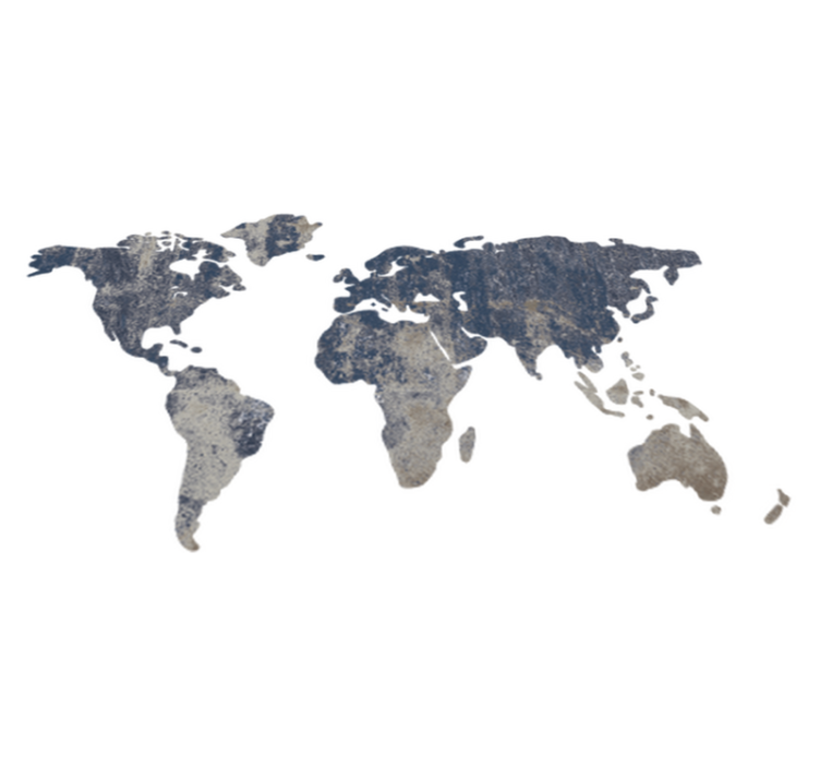 World map vinyl rug blue wall texture design - TenStickers