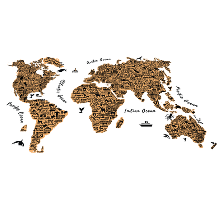 World map vinyl rug with text profile design - TenStickers