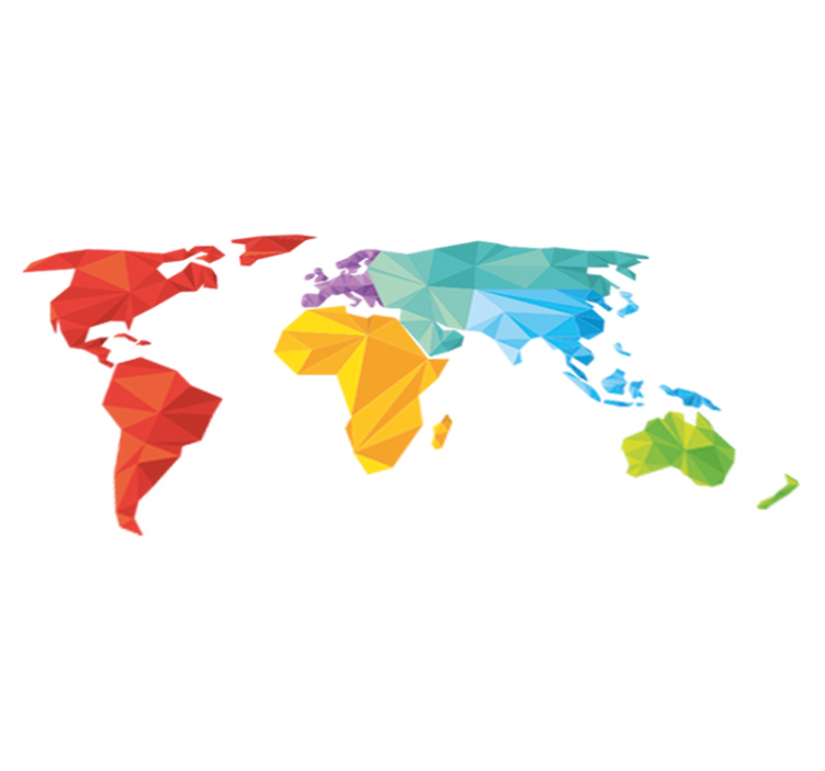 World map vinyl rug geometric world map vinyl wall - TenStickers