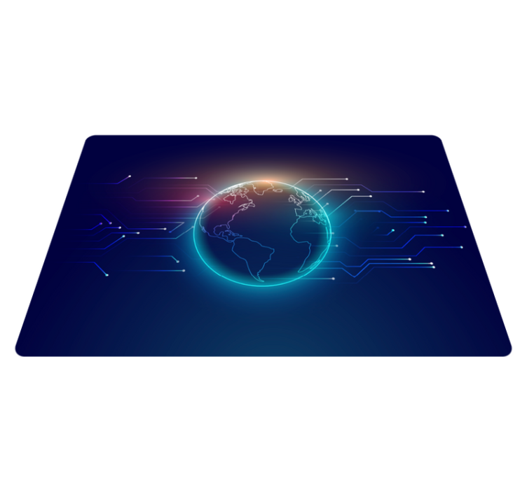 World map vinyl rug geometric telecommunication design - TenStickers
