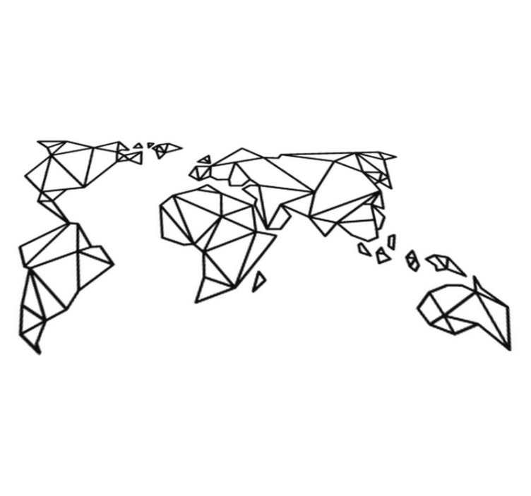 World map vinyl rug origami world map decor - TenStickers