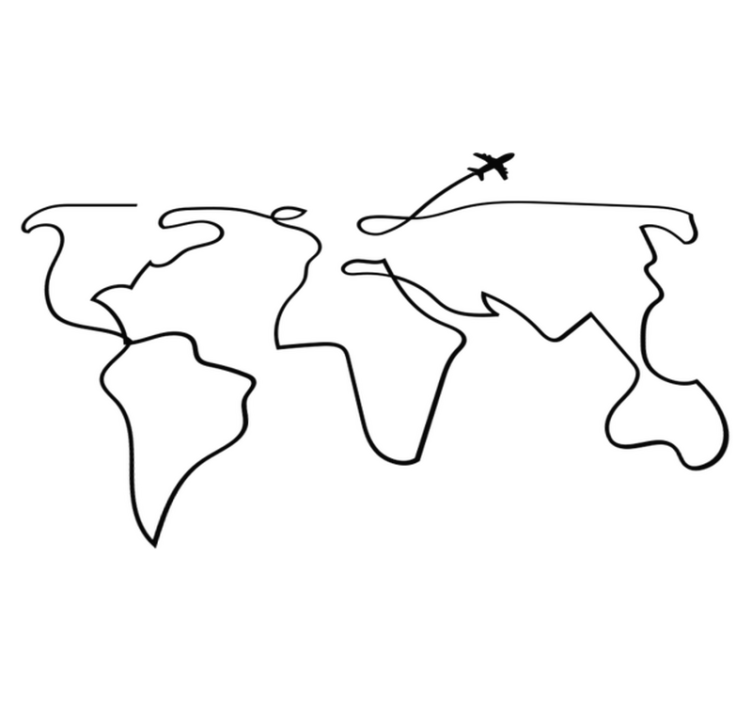 World map vinyl rug world map plane rug - TenStickers