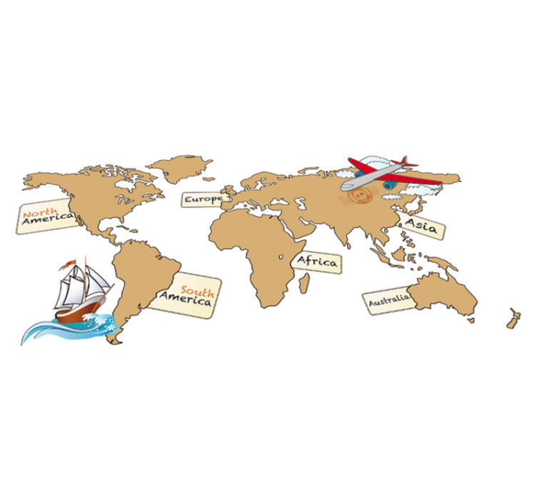 World map vinyl rug english continent design - TenStickers