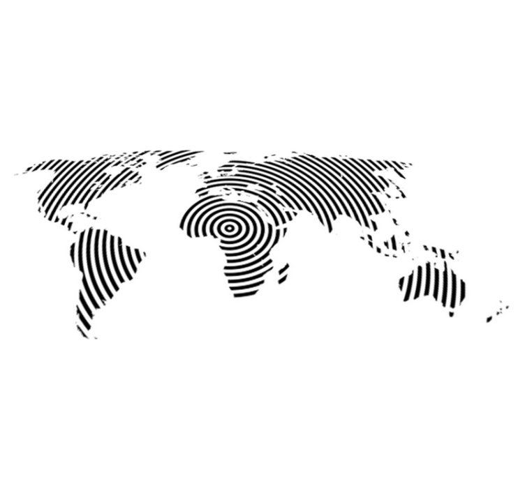 World map vinyl rug concentric texture design - TenStickers