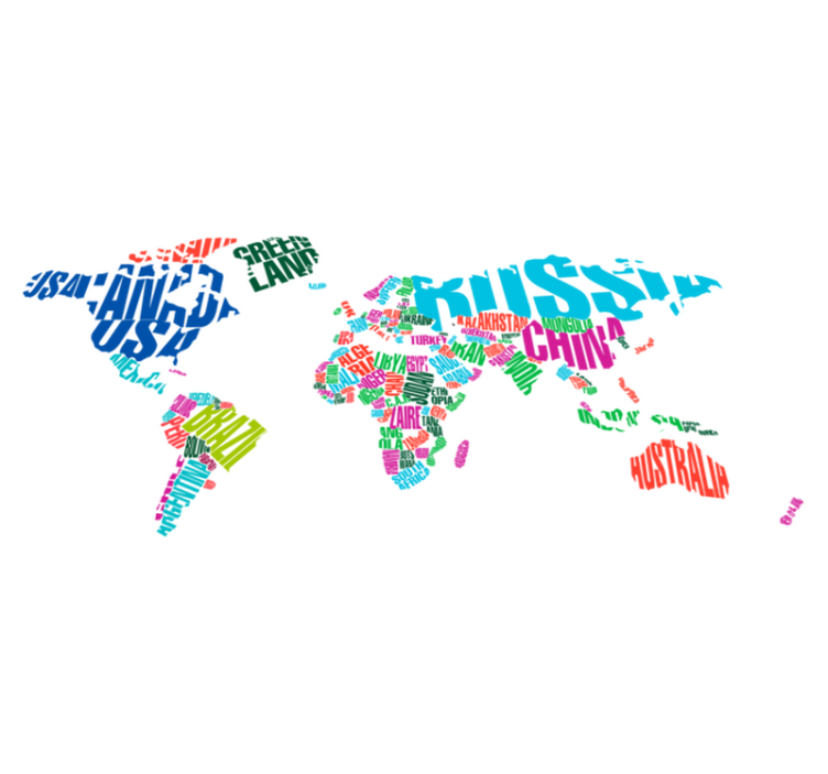 World map vinyl rug colorful countries map - TenStickers