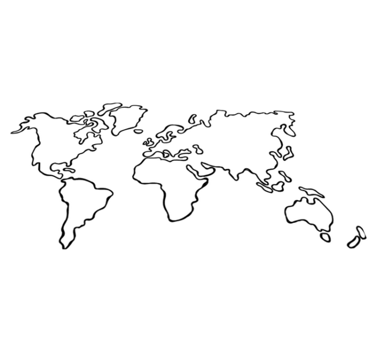 World map vinyl rug in monochrome political design - TenStickers