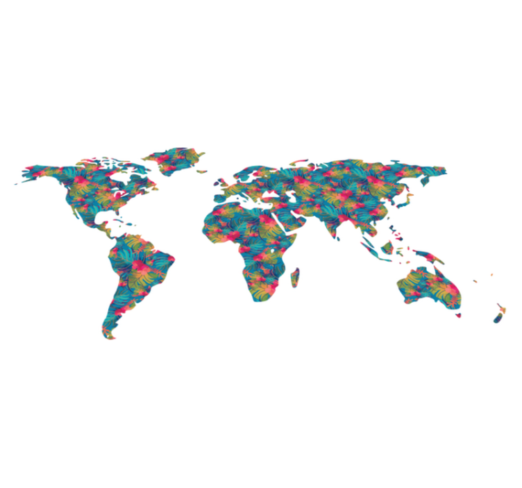 World map vinyl rug jungle printed design - TenStickers