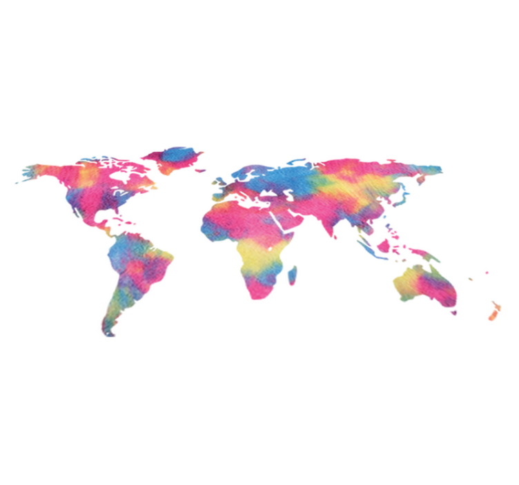 World map vinyl rug tie dye design - TenStickers