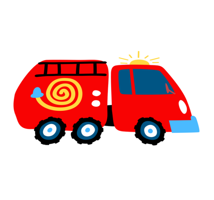 Kids vinyl rug playful red vehicle - TenStickers